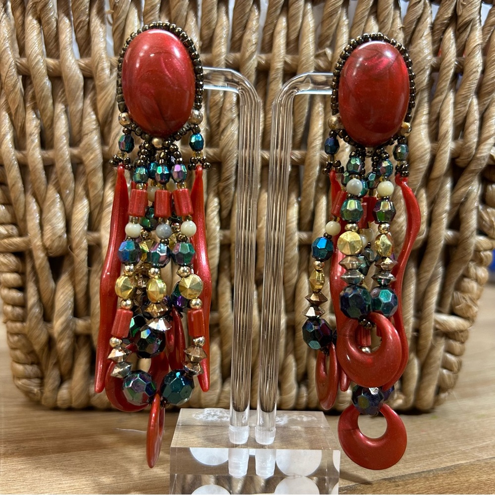 ARTESIAN MADE MULTI STRAND BEADED EARRINGS